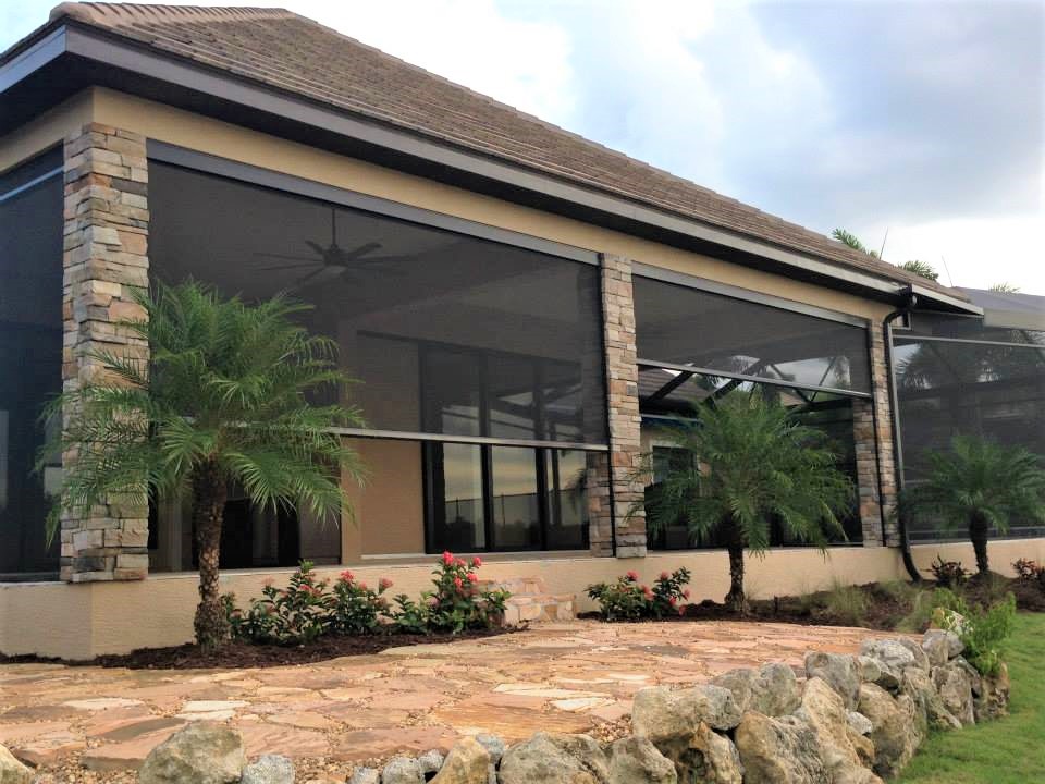 residential window screen on house